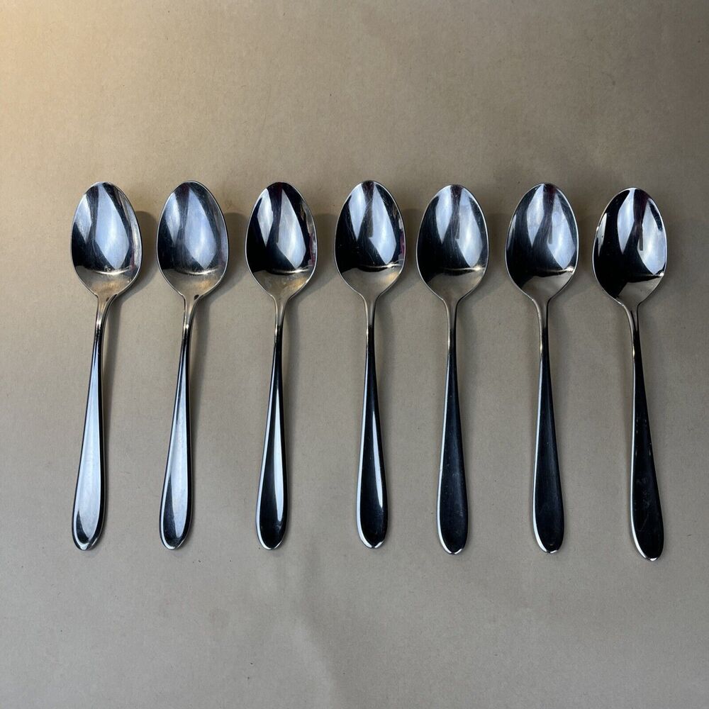 Lauffer by Towle Soup Spoons 7 3/8” 18/8 Stainless Flatware Indonesia Set Of 7